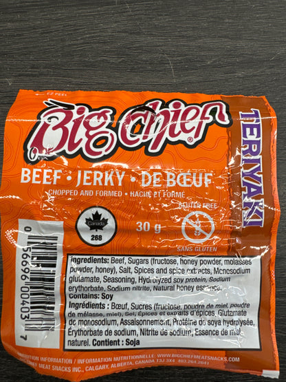 Big Chief Beef Jerky 30gm Pouch. Assorted flavour