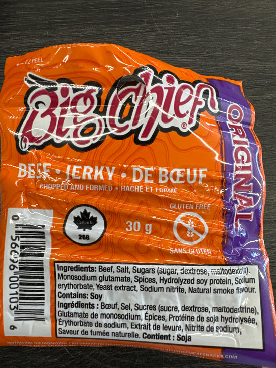 Big Chief Beef Jerky 30gm Pouch. Assorted flavour